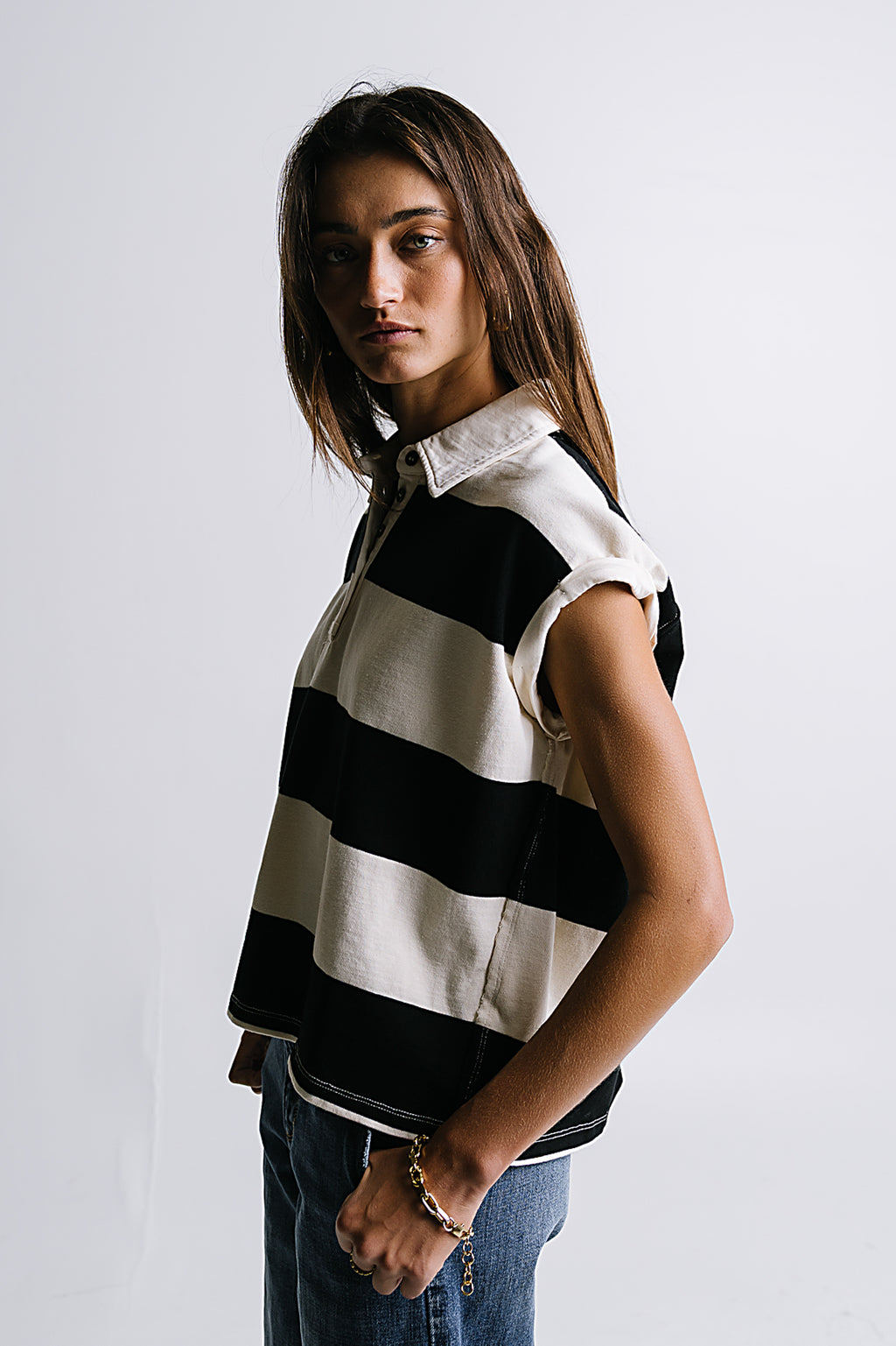 Blake Striped top in Black