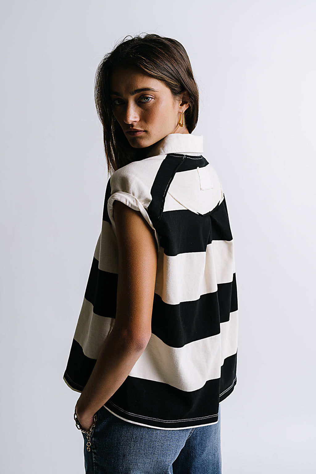 Blake Striped top in Black