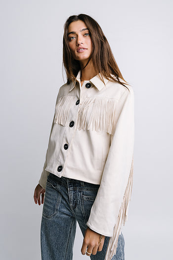 Bridget Fringe Jacket in Bone