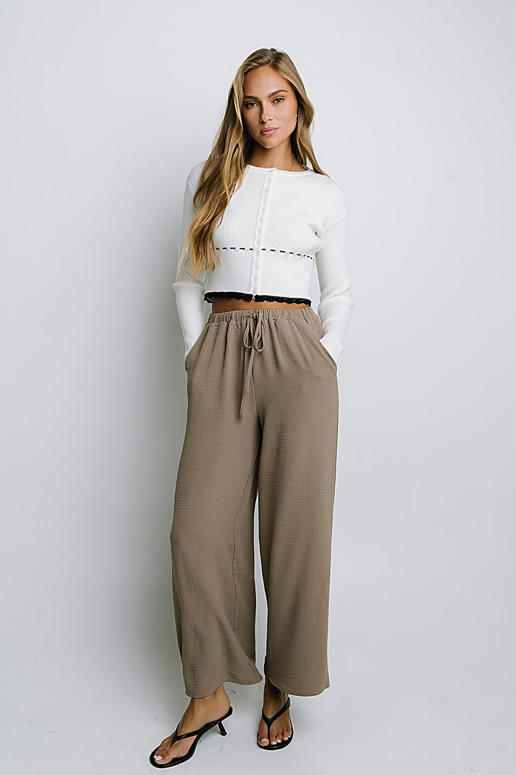 Salma Wide Leg Pants in Taupe