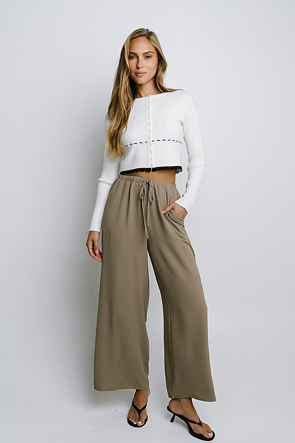 Salma Wide Leg Pants in Taupe