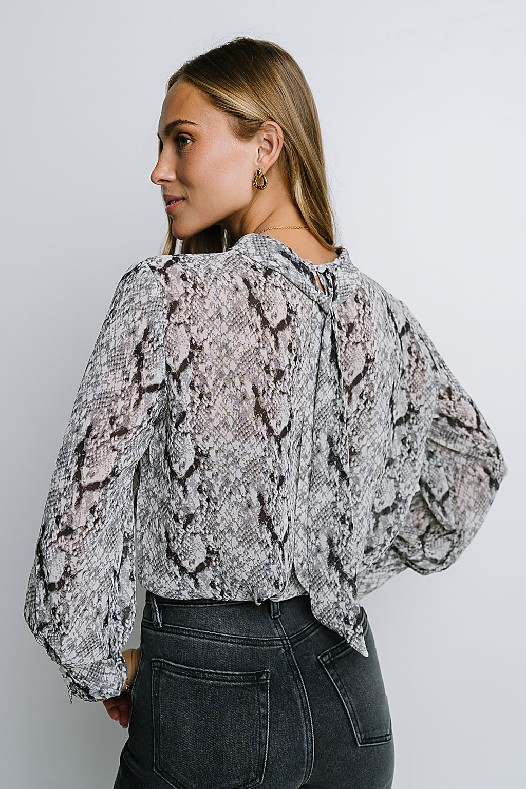 Camille Sheer Blouse in Snake - FINAL SALE