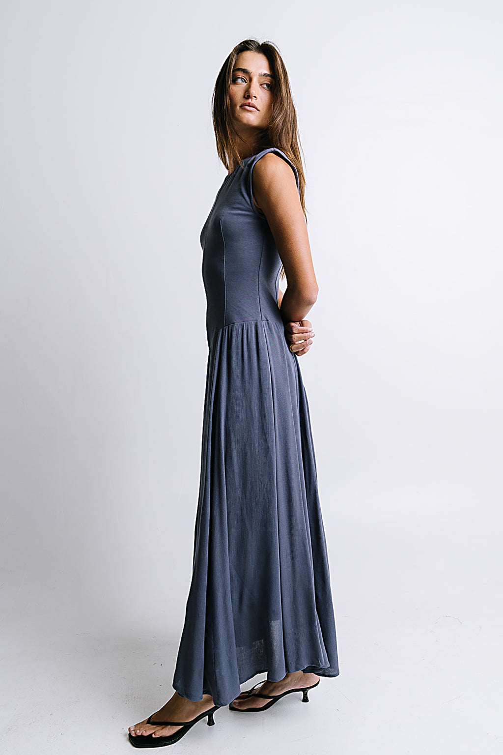 Charles Maxi Dress in Slate Blue - FINAL SALE Charles Maxi Dress in Slate Blue - FINAL SALE
