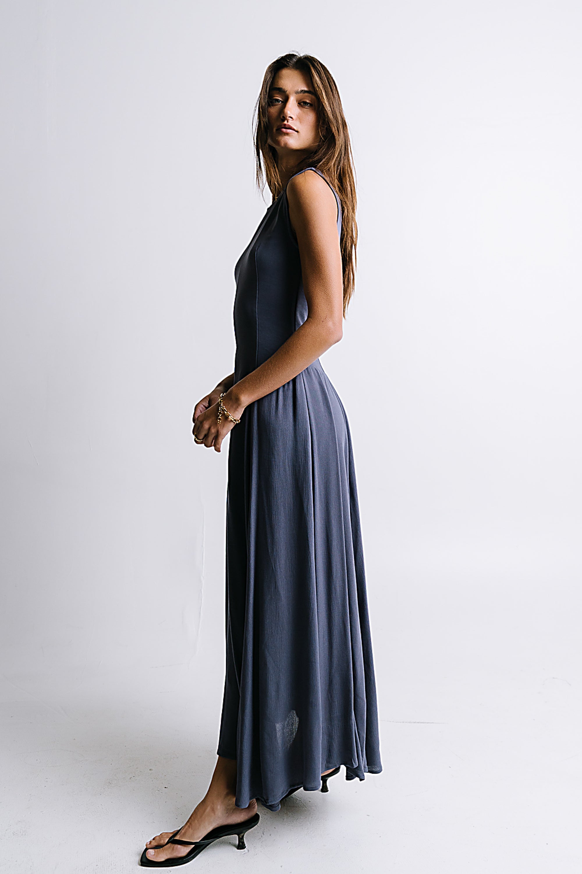 Charles Maxi Dress in Slate Blue - FINAL SALE Charles Maxi Dress in Slate Blue - FINAL SALE