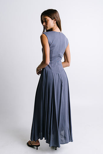 Charles Maxi Dress in Slate Blue - FINAL SALE
