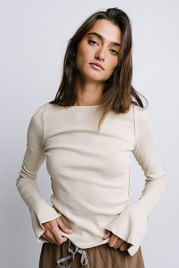 Toby Ribbed Top in Bone - FINAL SALE