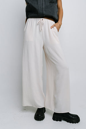 Salma Wide Leg Pants in Oatmeal - FINAL SALE