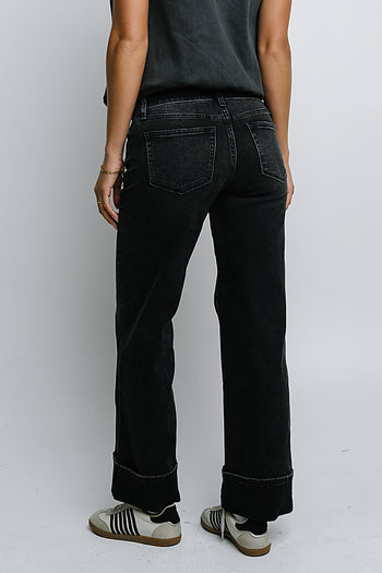 Marcia Cuffed Baggy Jeans in Faded Black