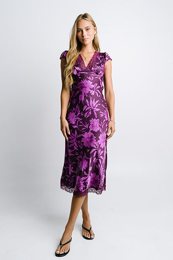 Cashe Lace Trim Maxi Dress