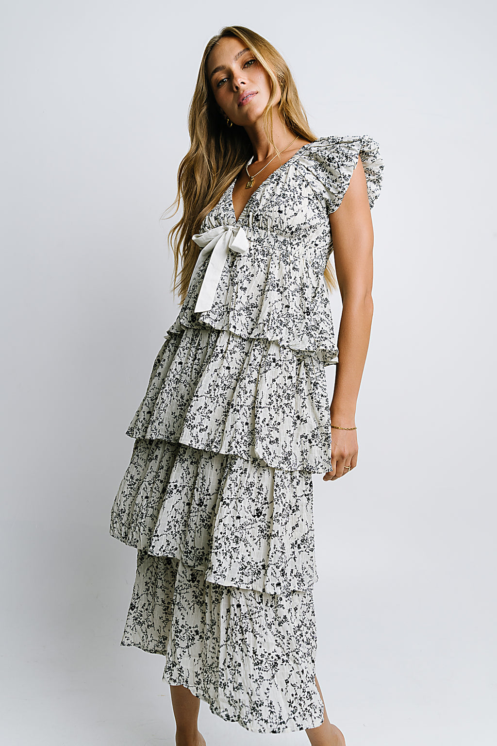 River Ruffle Midi Dress