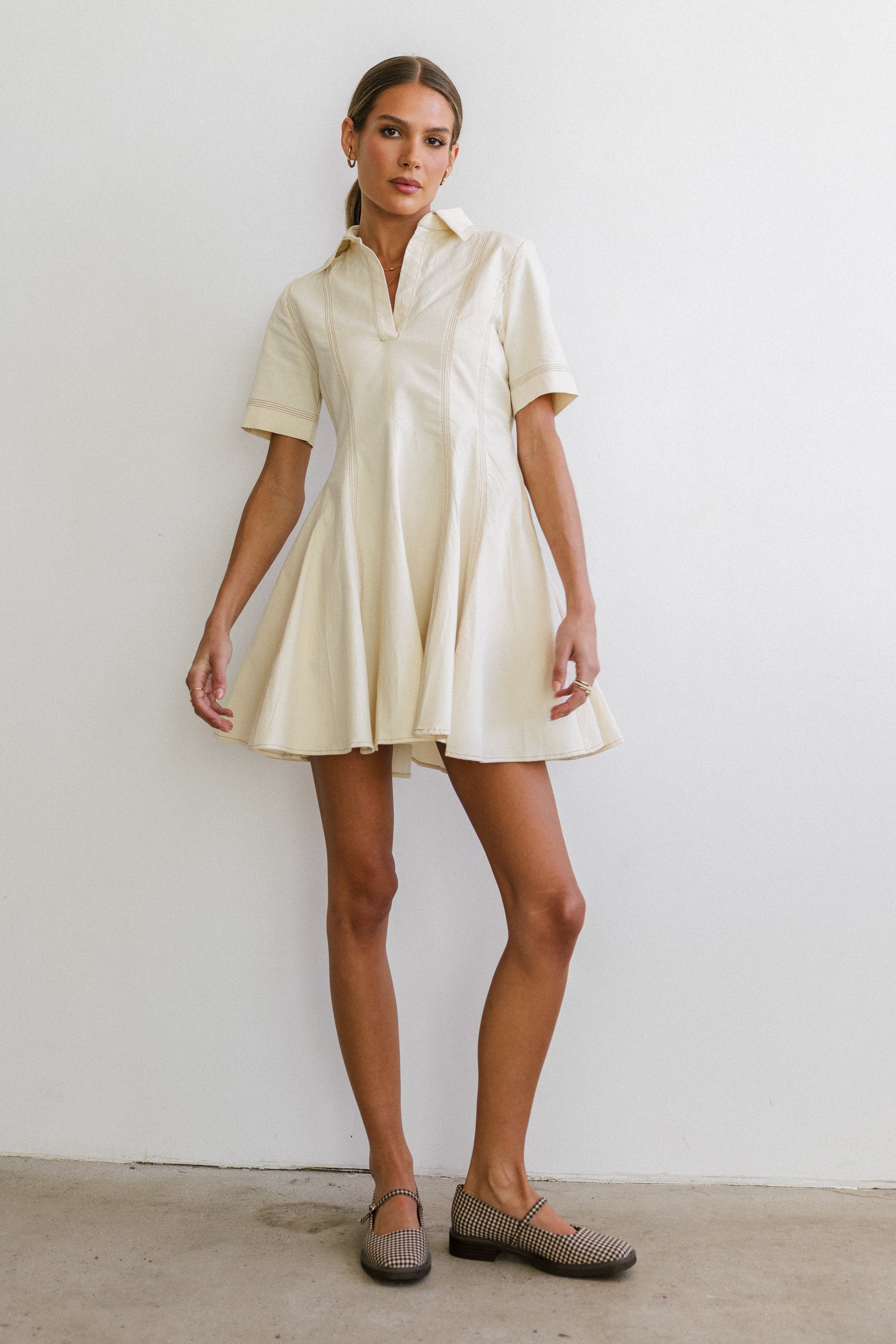 collared mini dress Haddie Size:6-12 m. Serisse Women's Vertical Striped Spring19 38% polyester Runs true