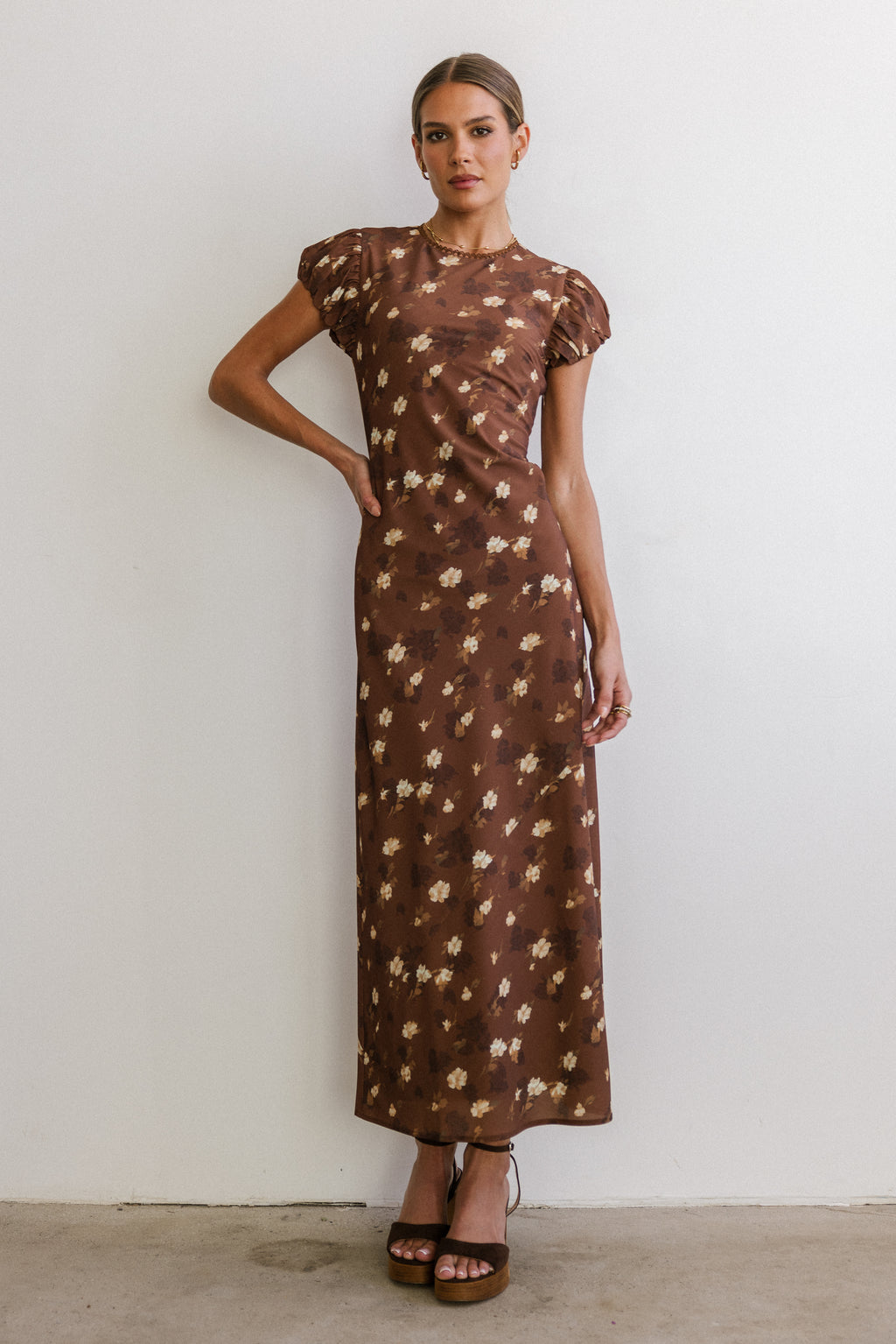 Ellianna Floral Maxi Dress in Brown