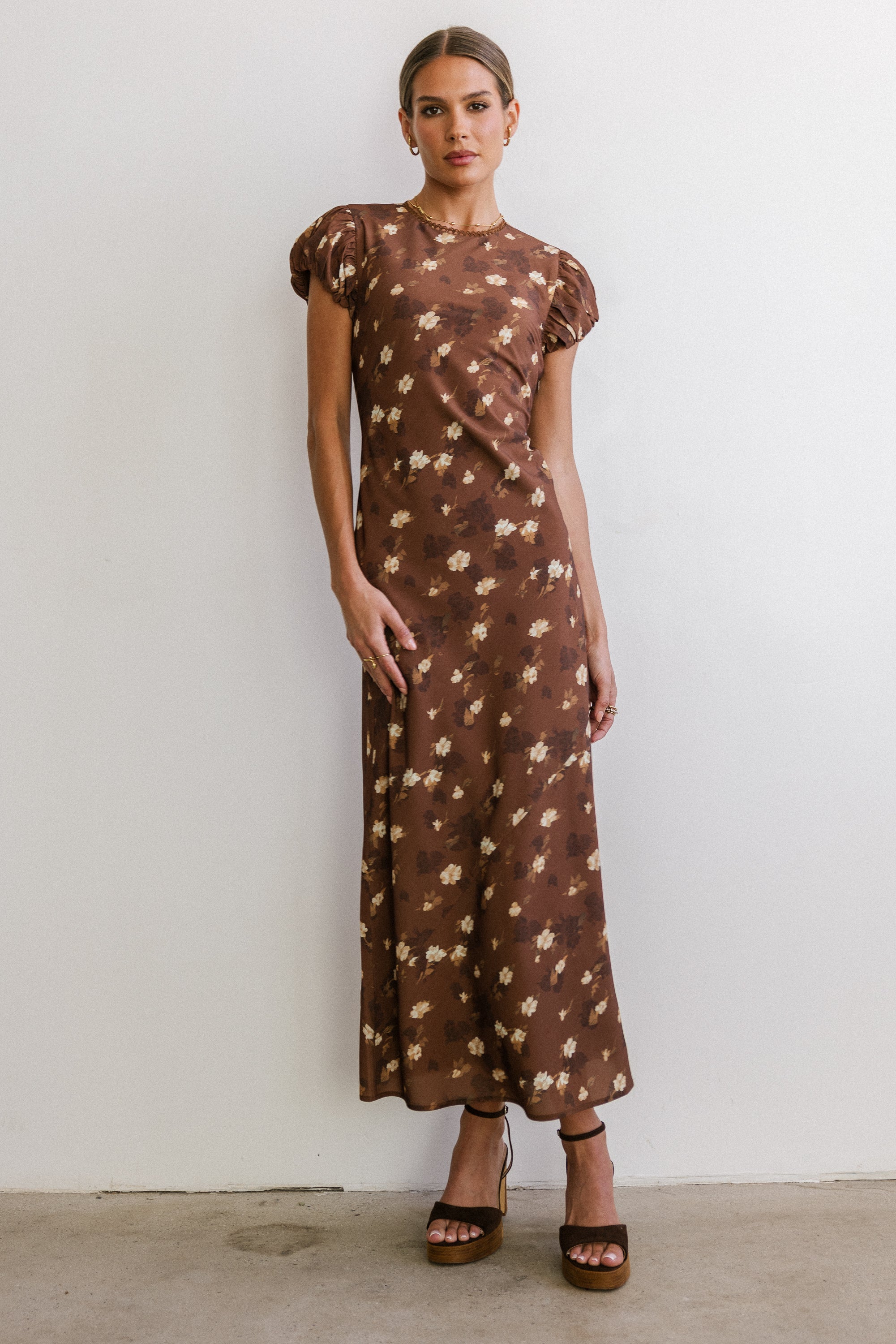 thirty thirty brown floral dress Ellianna Maxi in Floral print