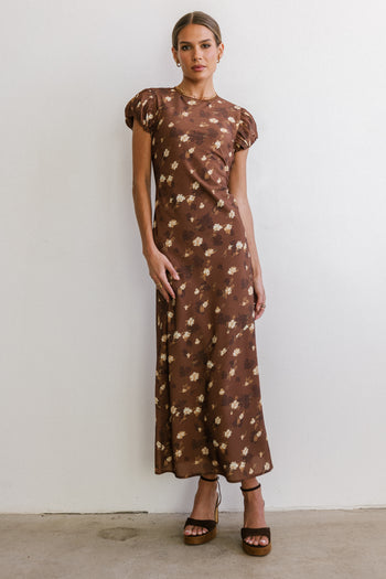 Ellianna Floral Maxi Dress in Brown