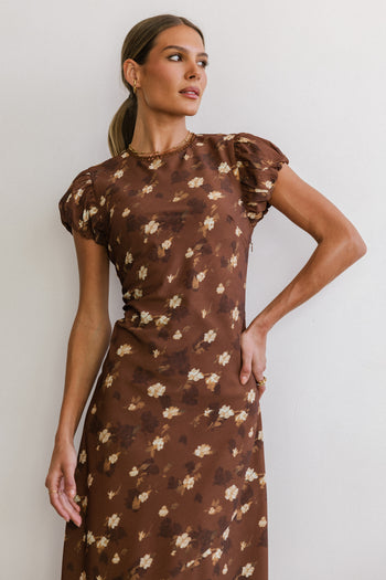 Ellianna Floral Maxi Dress in Brown