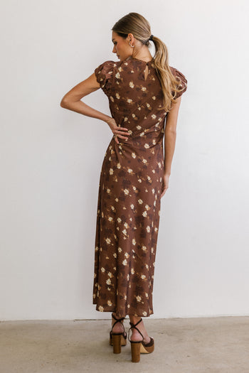 Ellianna Floral Maxi Dress in Brown