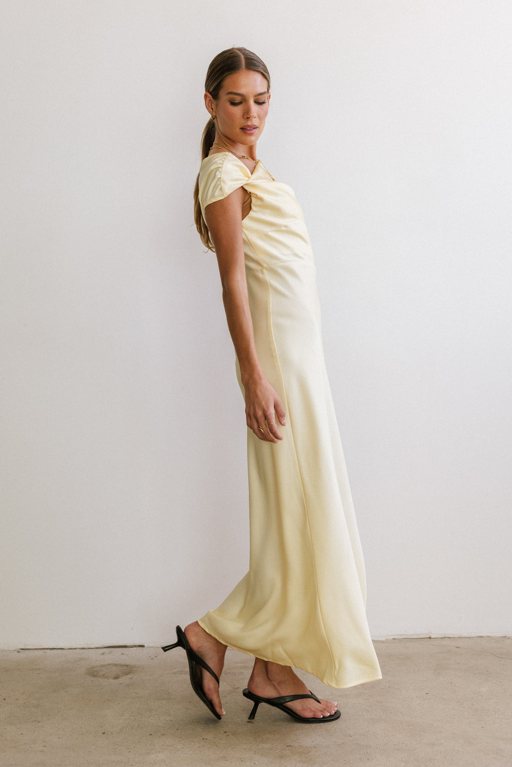 Rodney Asymmetrical Maxi Dress in Yellow