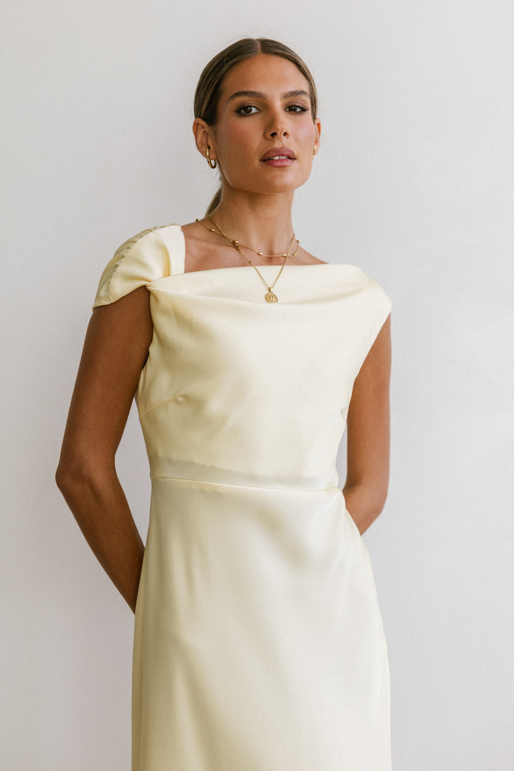 Rodney Asymmetrical Maxi Dress in Yellow