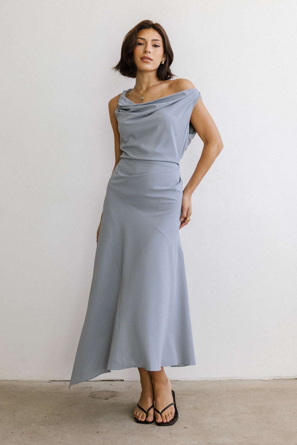 bhme Trina Asymmetrical Midi Dress in Light Blue - Size Medium, Non Stretch Material bhme Trina Asymmetrical Midi Dress in Light Blue - Size Medium, Non Stretch Material