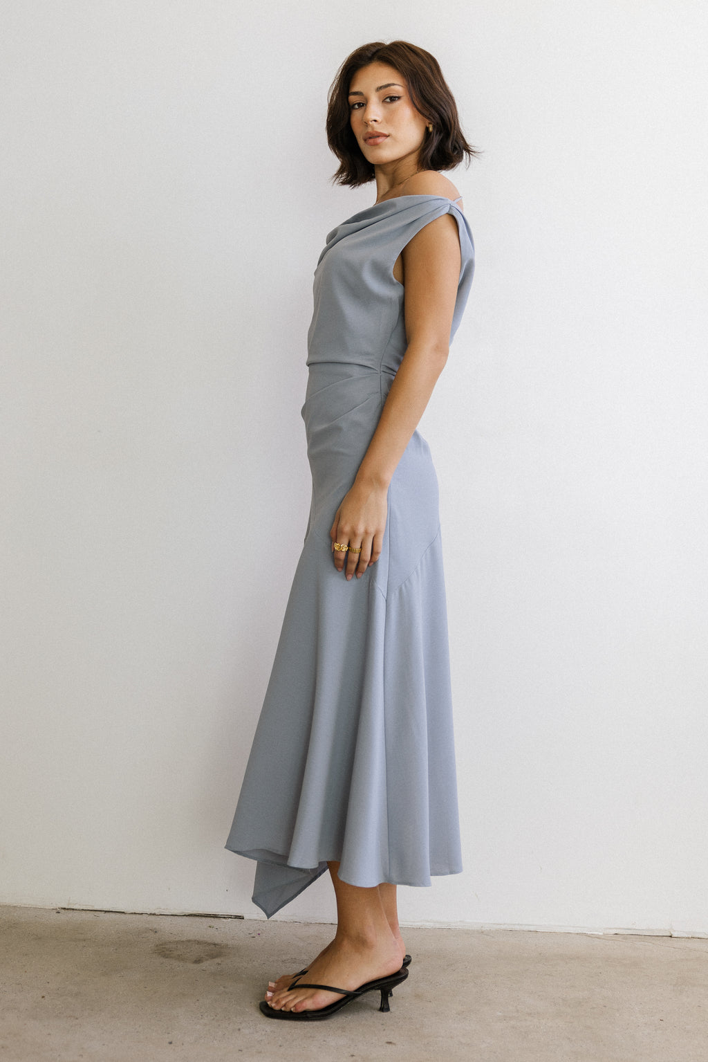 bhme Trina Asymmetrical Midi Dress in Light Blue - Size Medium, Non Stretch Material bhme Trina Asymmetrical Midi Dress in Light Blue - Size Medium, Non Stretch Material
