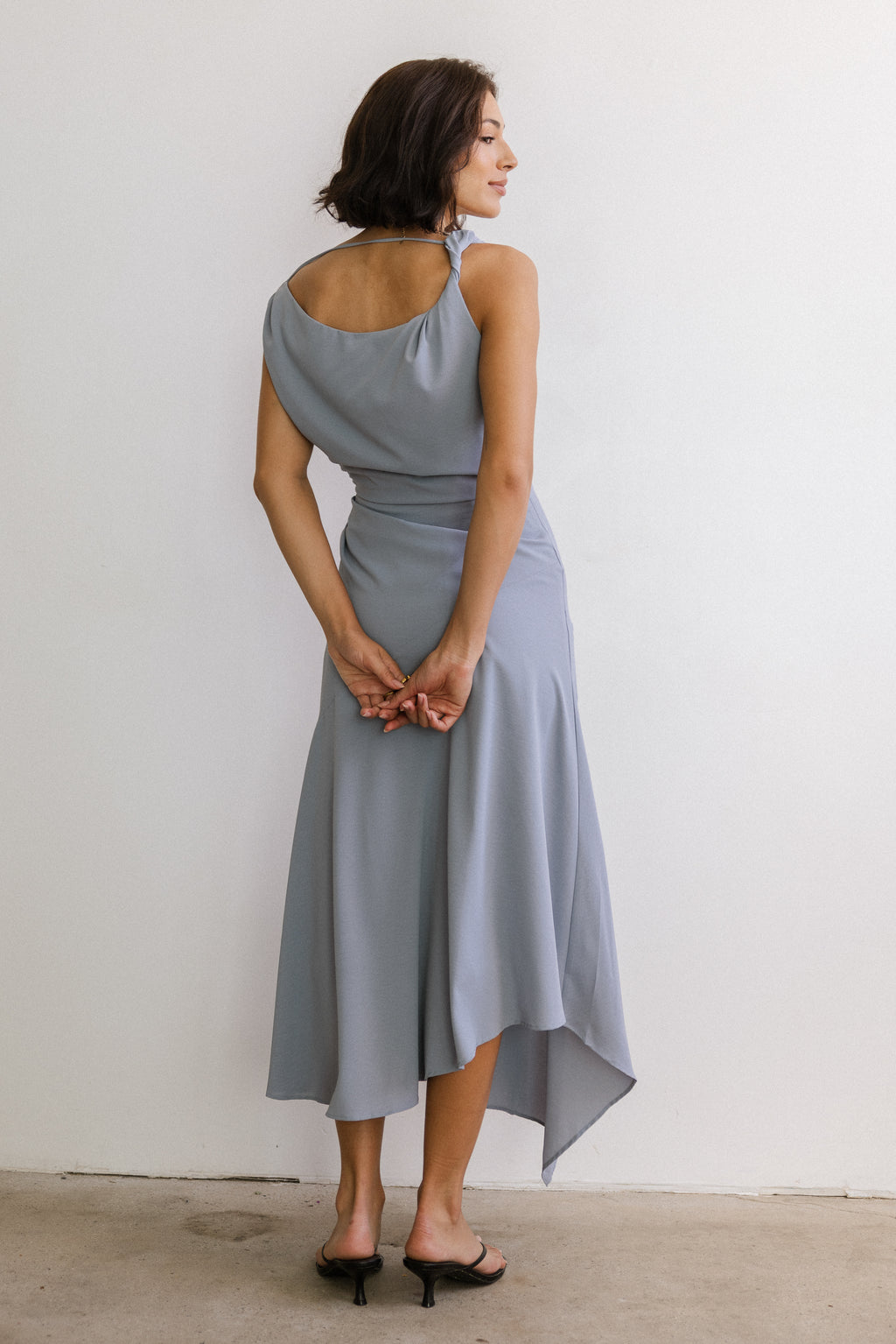 bhme Trina Asymmetrical Midi Dress in Light Blue - Size Medium, Non Stretch Material bhme Trina Asymmetrical Midi Dress in Light Blue - Size Medium, Non Stretch Material