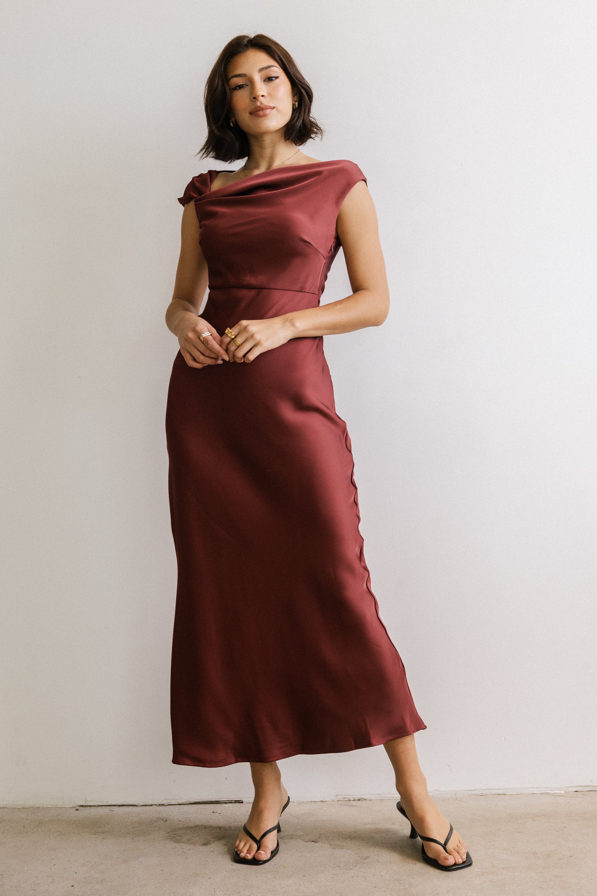 Rodney Asymmetrical Maxi Dress in Burgundy - FINAL SALE