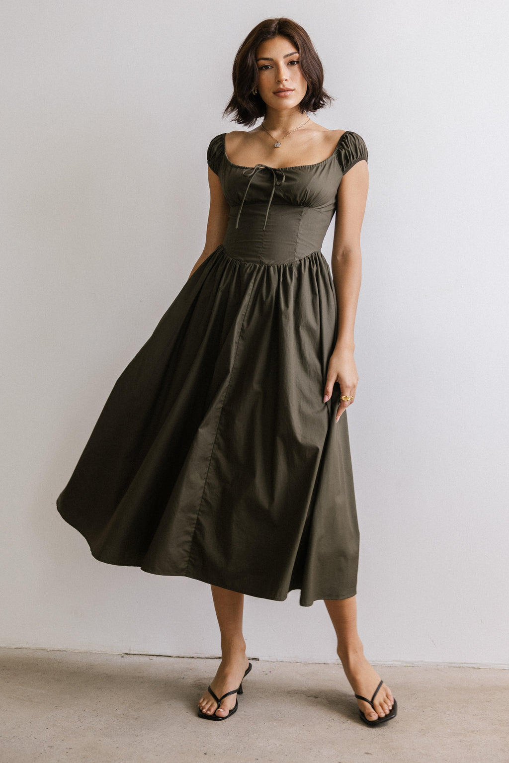 Patricia Midi Dress in Olive - FINAL SALE