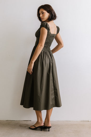 Patricia Midi Dress in Olive - FINAL SALE