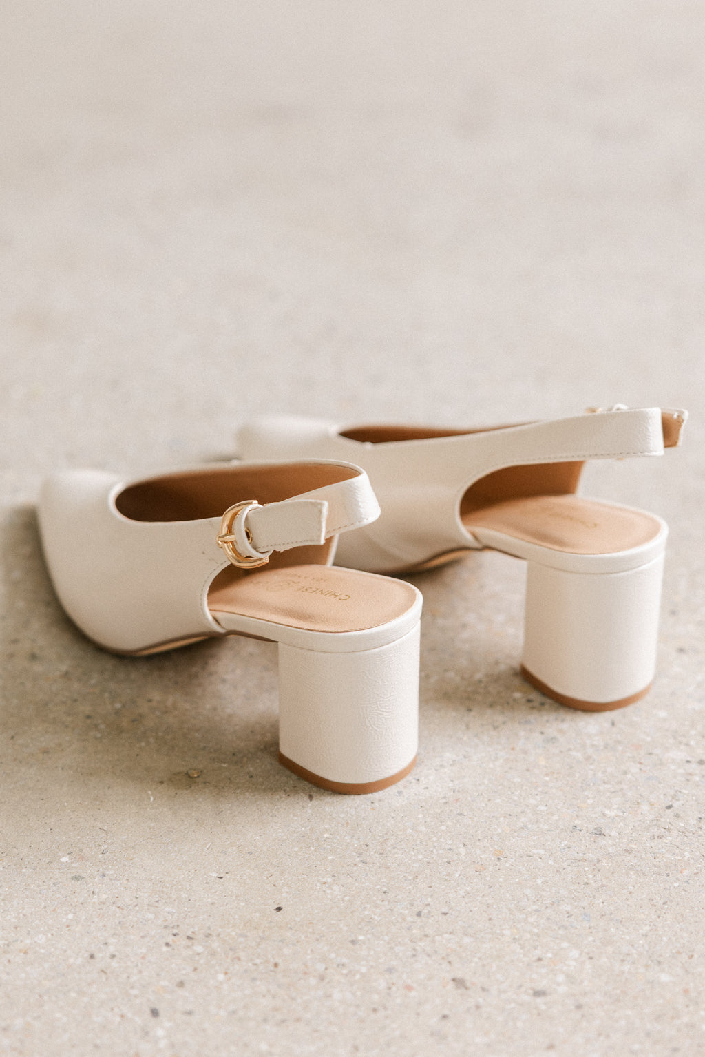 Candice Slingback Heels in Cream - FINAL SALE