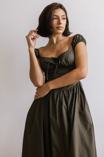 Patricia Midi Dress in Olive - FINAL SALE