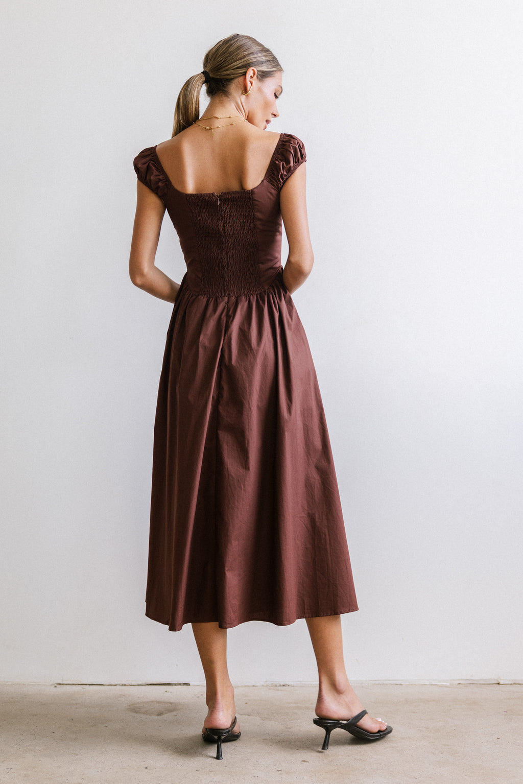 Patricia Midi Dress in Chocolate Brown