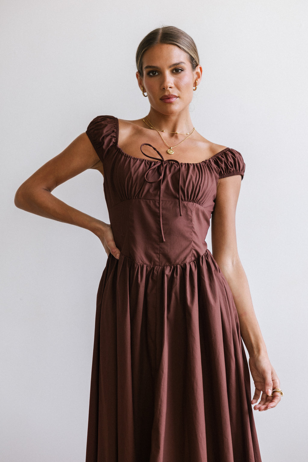 Patricia Midi Dress in Brown - FINAL SALE Patricia Midi Dress in Brown - FINAL SALE