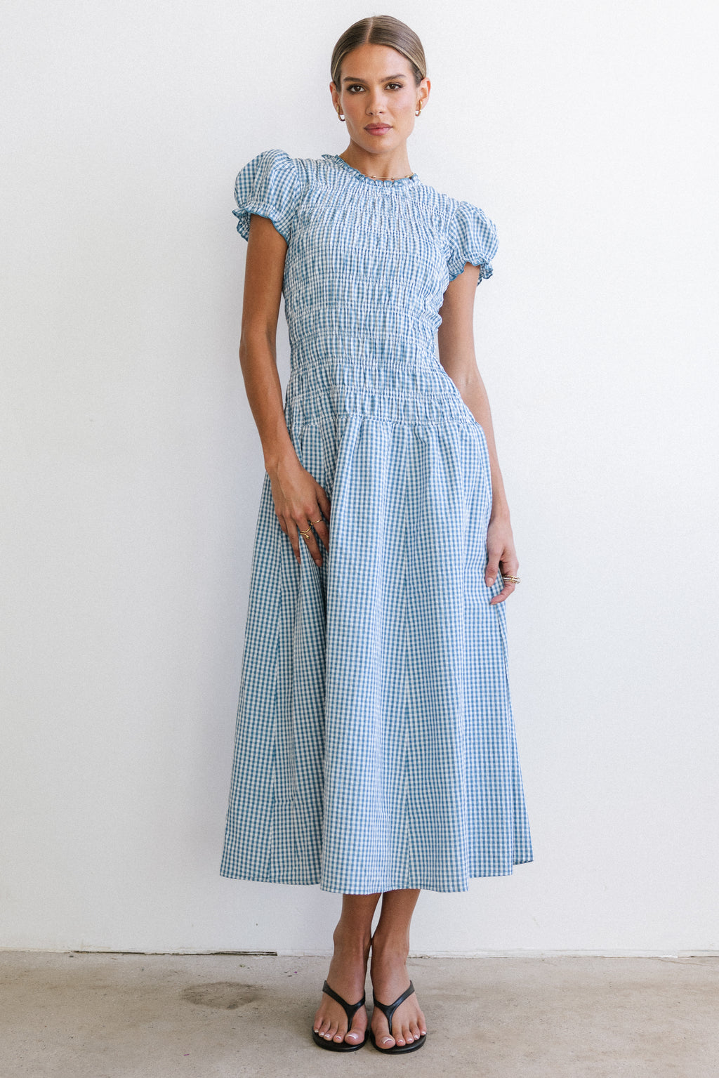 Opal Gingham Maxi Dress in Blue