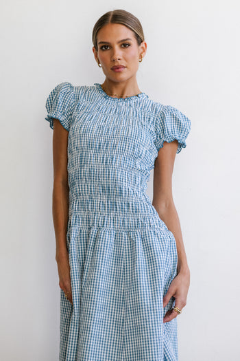 Opal Gingham Maxi Dress in Blue