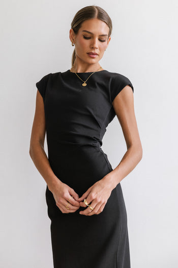 Ivy Fitted Midi Dress in Black