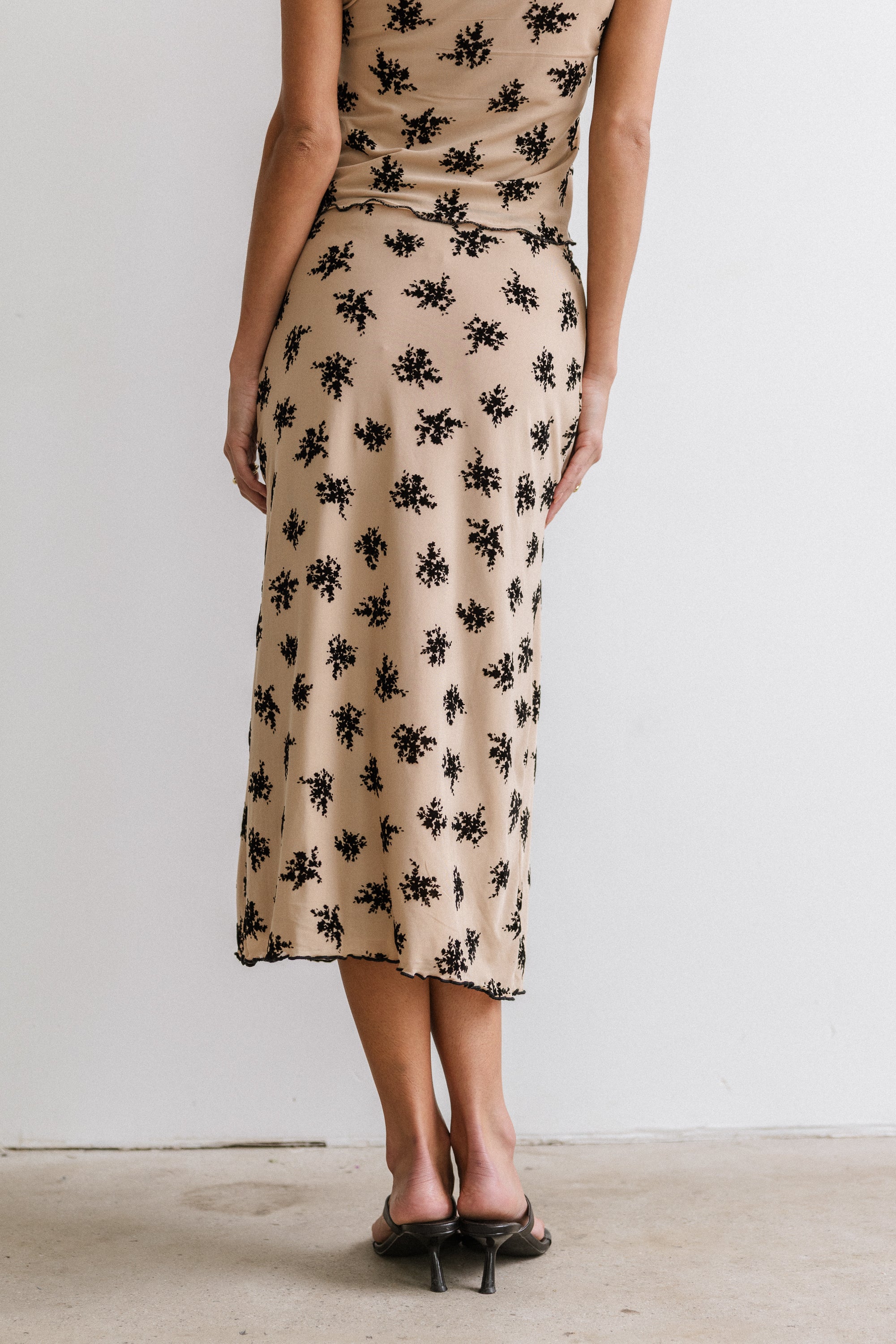 knee length dresses for ladies Tabitha Floral Mesh Midi Skirt