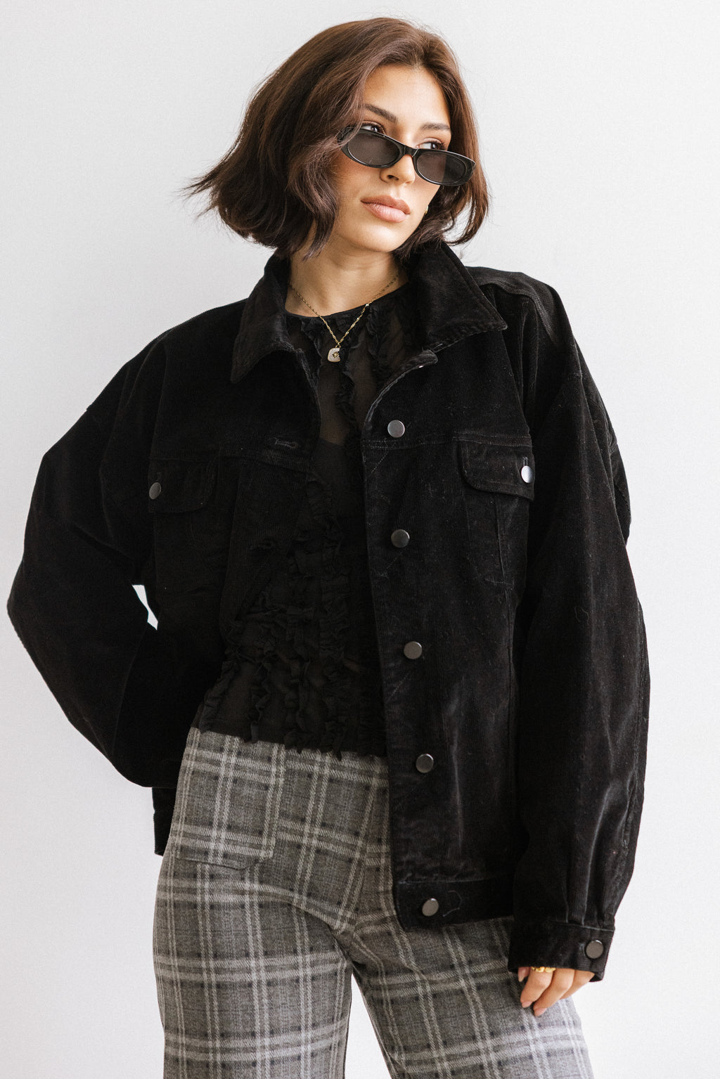 Sarah Corduroy Jacket in Black - FINAL SALE
