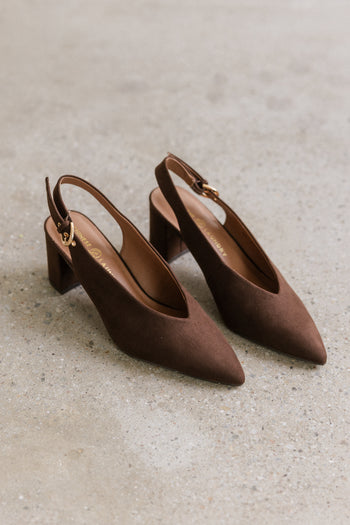 Candice Slingback Heels in Dark Brown