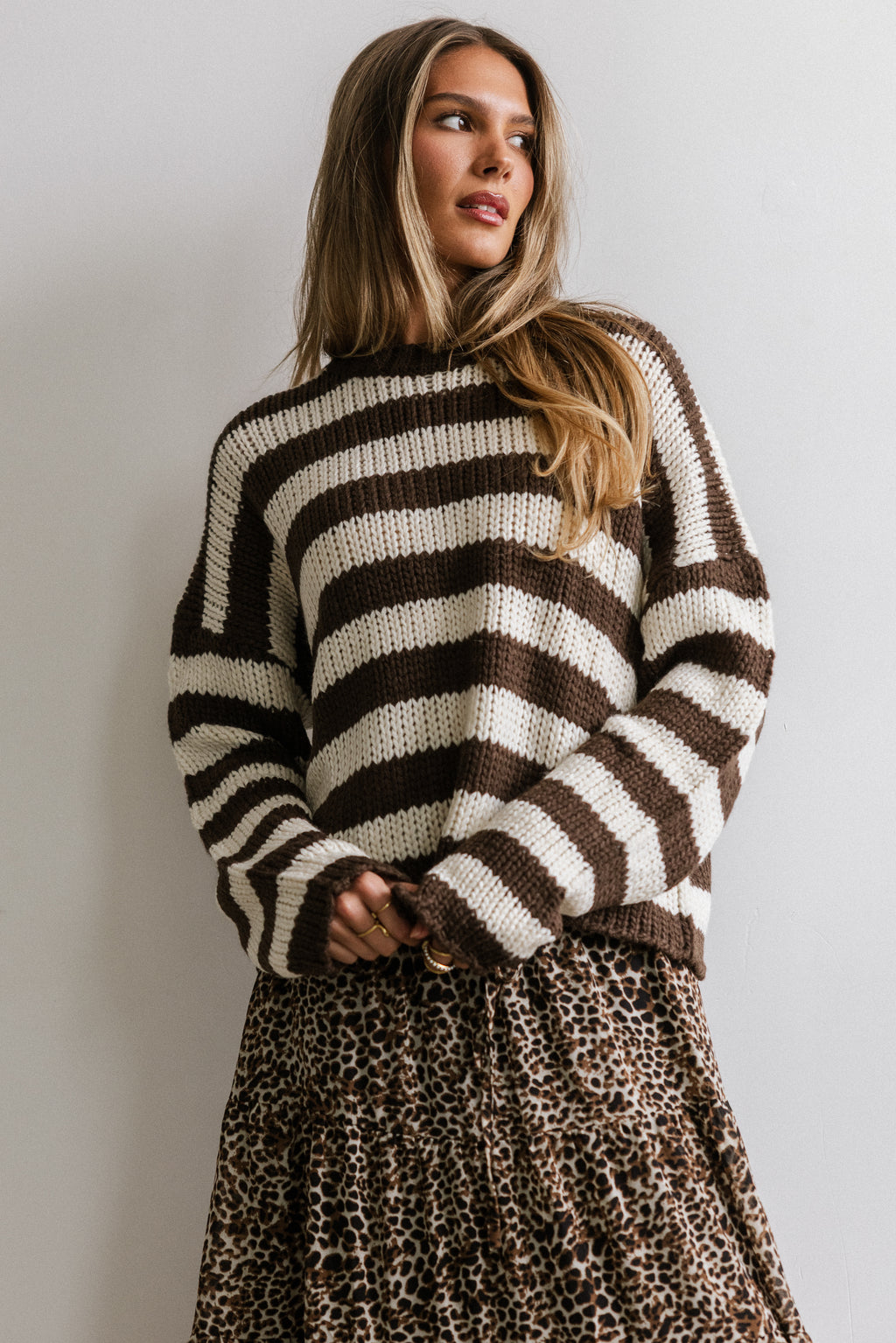 Beckam Striped Sweater in Mocha