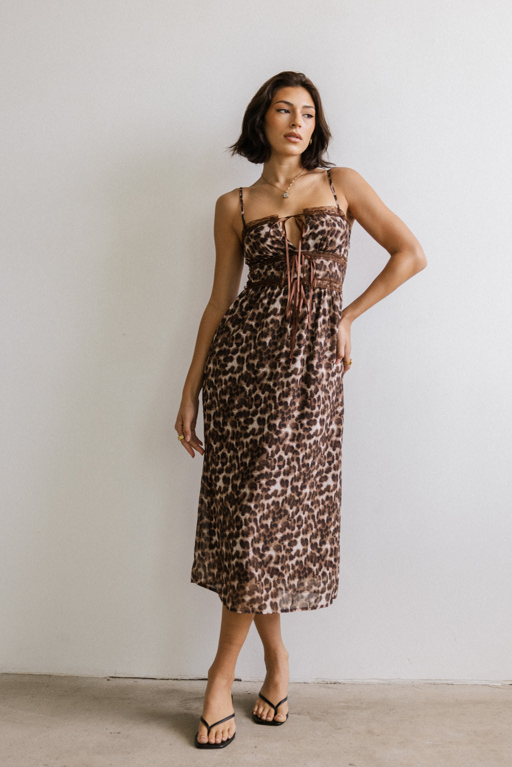 bhme Janice Leopard Midi Dress - Size Large, Non Stretch Material bhme Janice Leopard Midi Dress - Size Large, Non Stretch Material