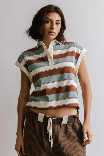 Niko Striped Top in Camel