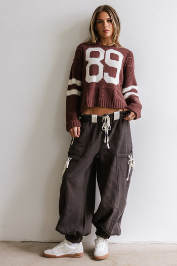 Cozette Striped Baggy Pants in Navy