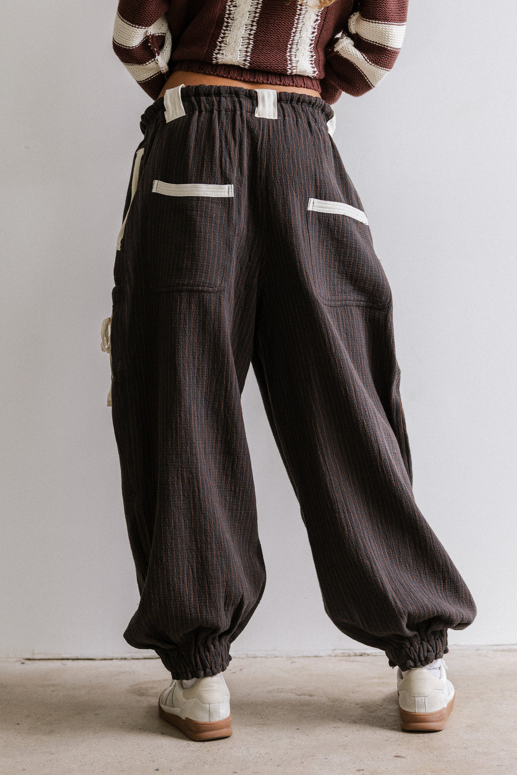 Cozette Striped Baggy Pants in Navy