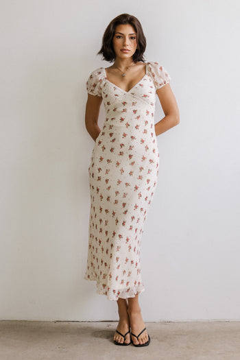 Cammie Floral Maxi Dress in Cream