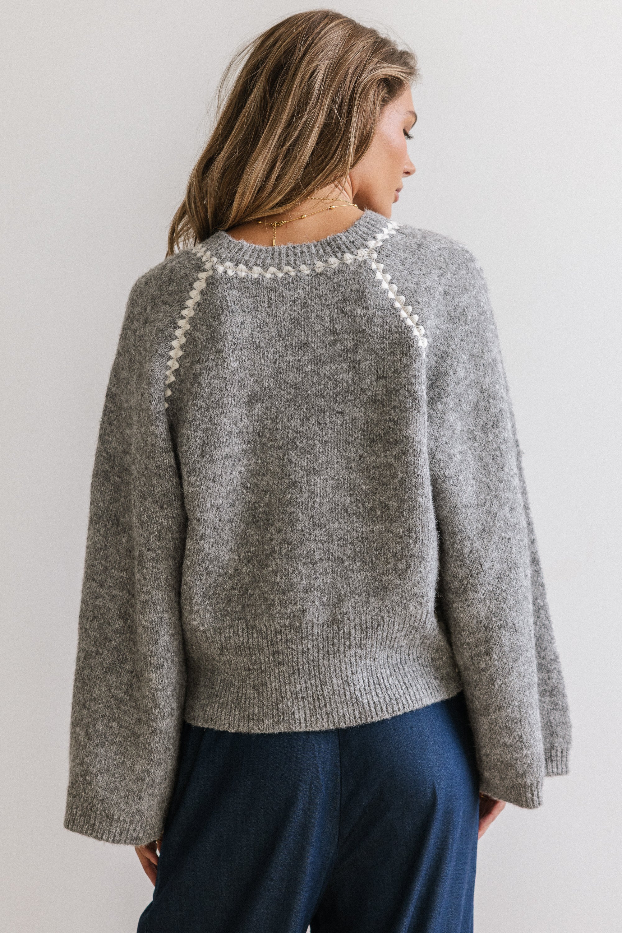 R13 / アールサーティーン | RIPPED RIB SWEATER カシミヤ ダメージ加工 クルーネックニット | XS | グレー | レディース R13 - R13 / アールサーティーン | RIPPED RIB SWEATER カシミヤ