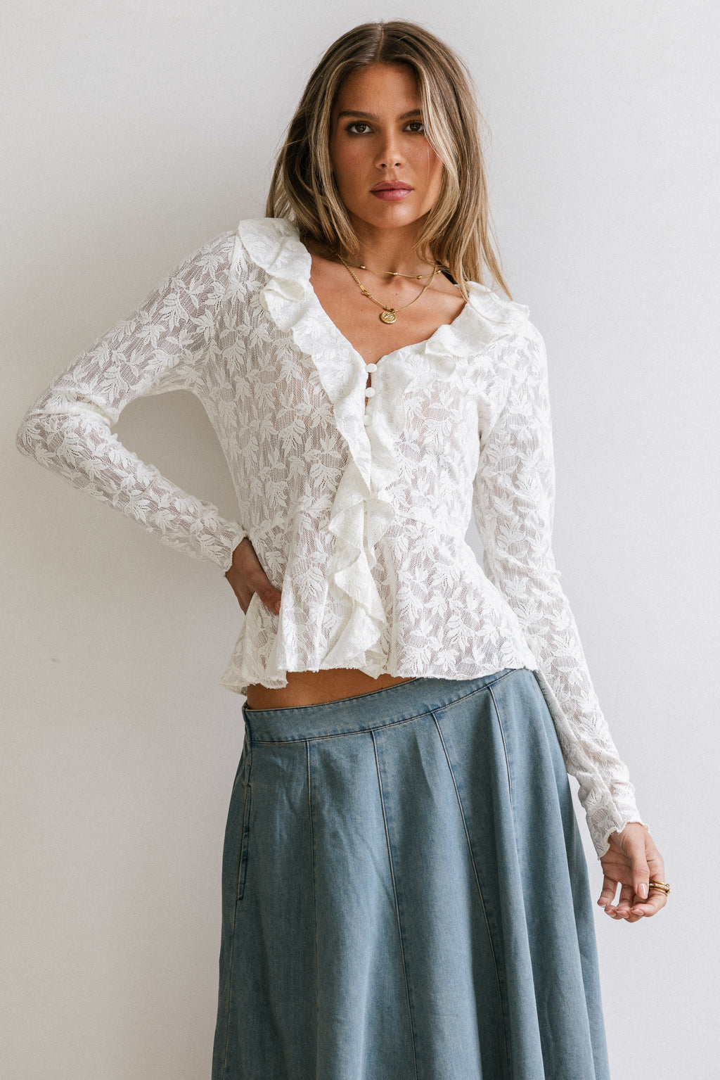 Kinsey Ruffle Lace Top - FINAL SALE