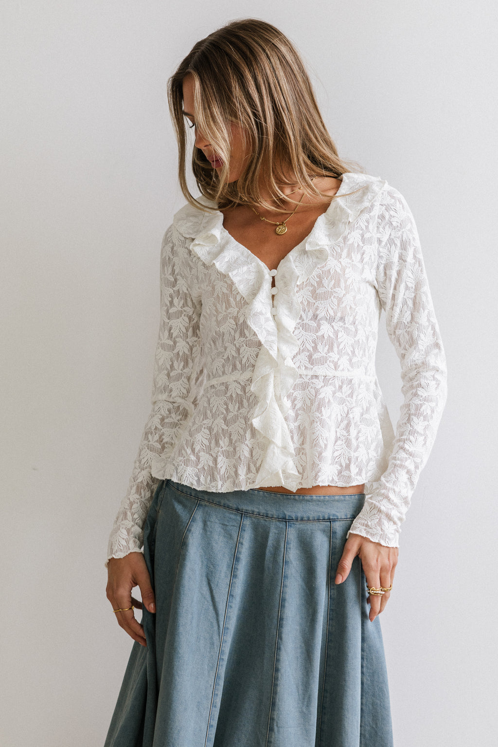 Kinsey Ruffle Lace Top - FINAL SALE