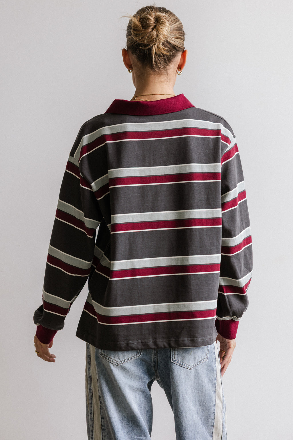 Megan Striped Top in Grey