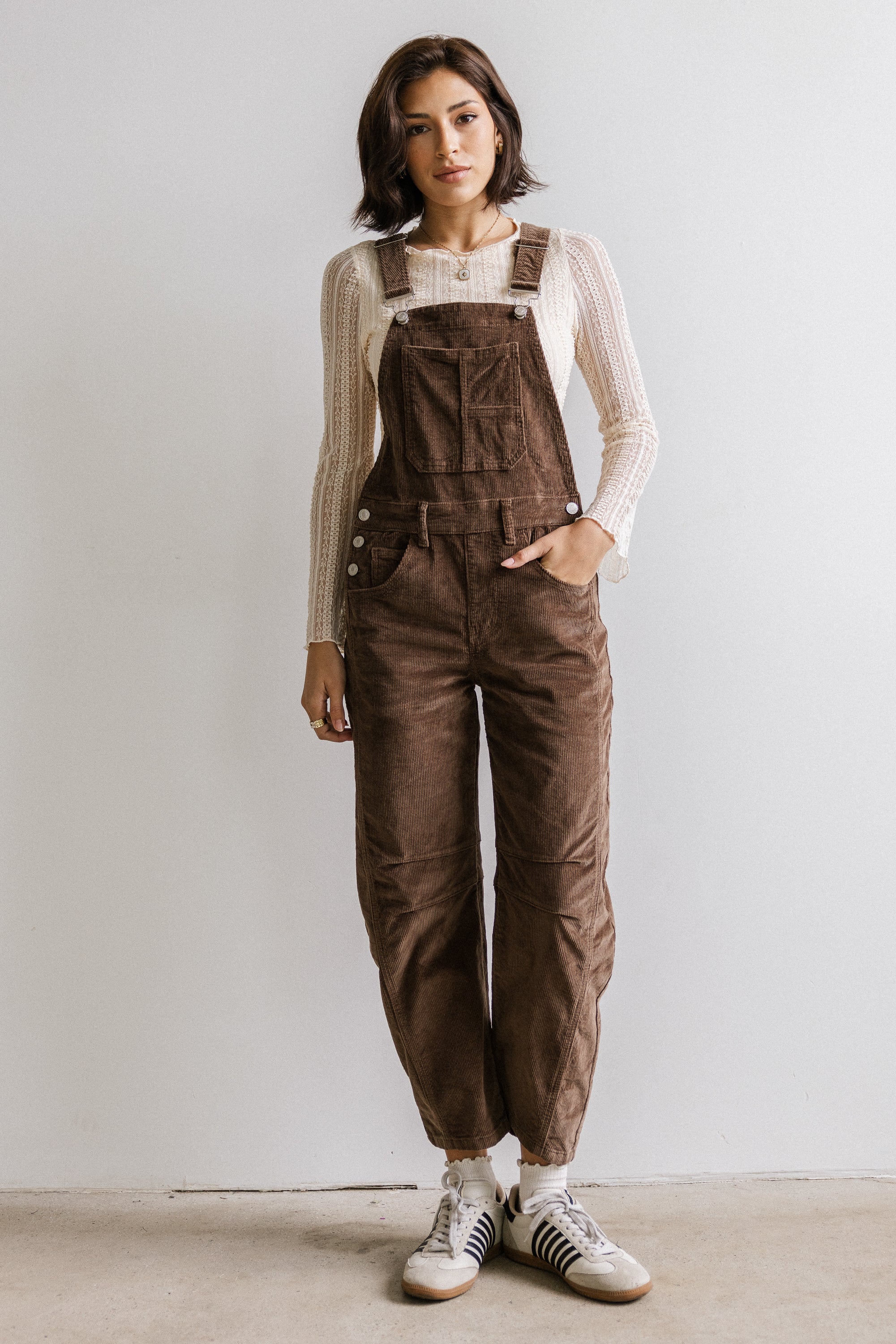 Tansy Corduroy Overalls in Brown