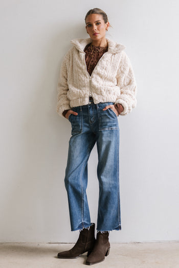 CREAM ZIP UP JACKET